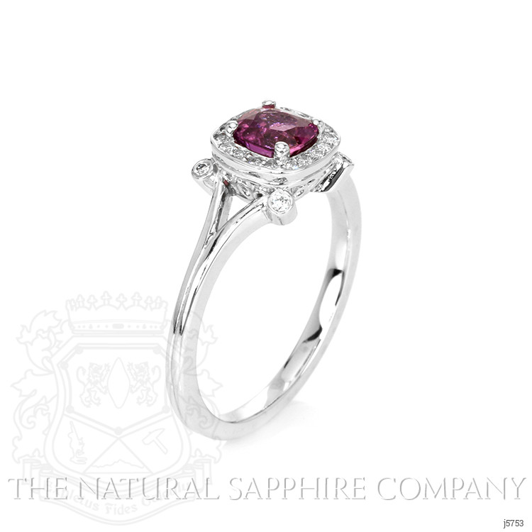 0.90 Ct. Purplish Pink Sapphire and Natural Diamond Antique Style Ring, Platinum 950